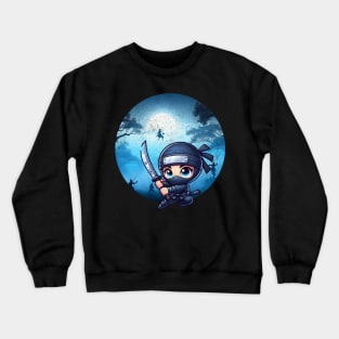 Cute Ninja Slicing Action Crewneck Sweatshirt